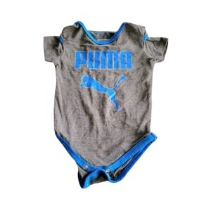Puma Charcoal Gray and Cobalt Blue Infant Bodysuit Onsie Size 0 To 3 Months
